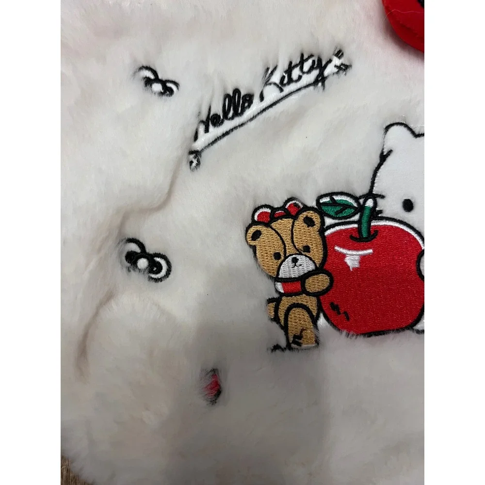 Hello Kitty Mini White Fuzzy Tote With Bow Missing Crossbody Strap Sanrio Kawaii